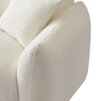 Canapé sectionnel blanc rembourré et confortable en duvet d'agneau doux avec pouf