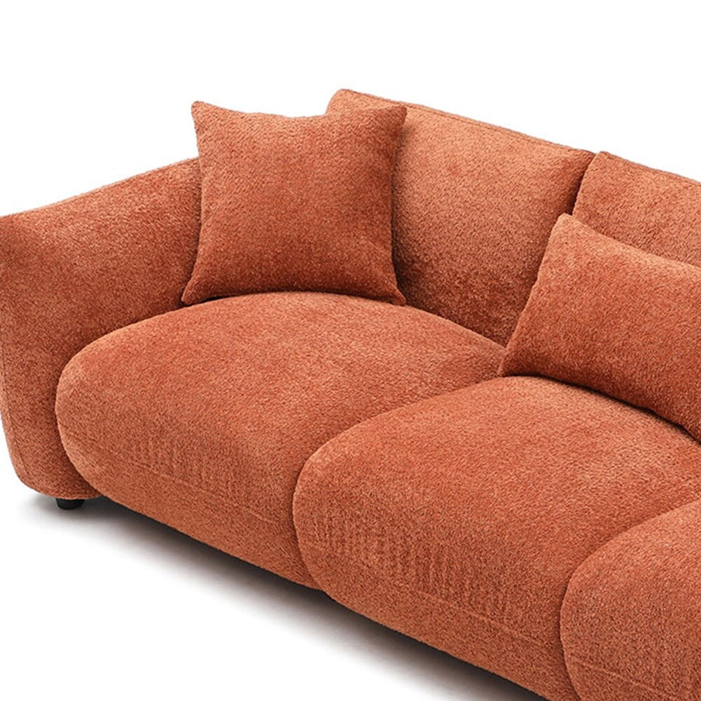 Canapé sectionnel blanc rembourré et confortable en duvet d'agneau doux avec pouf