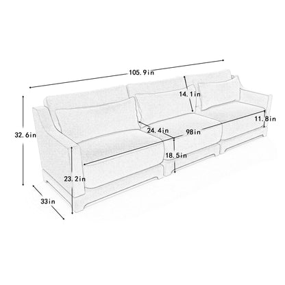 Canapé 4 places en chenille 105,9 avec base ergonomique en bois et éponge haute résilience pour le salon