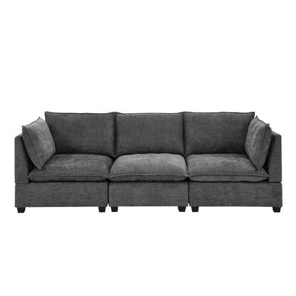 Canapé 3 places en chenille 105 avec coussins à 2 couches, mousse haute résilience