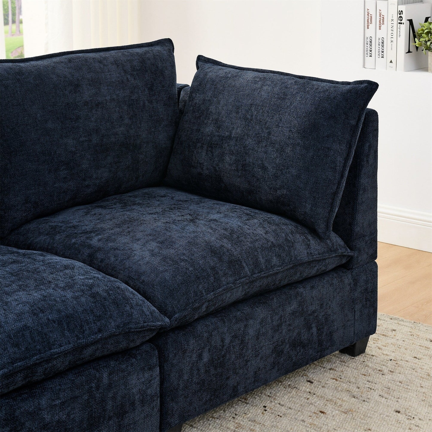 Canapé 3 places en chenille 105 avec coussins à 2 couches, mousse haute résilience