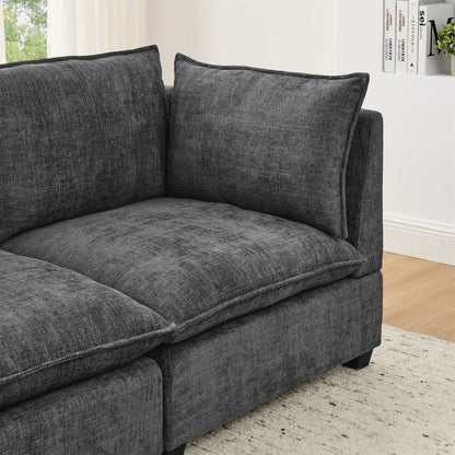 Canapé 3 places en chenille 105 avec coussins à 2 couches, mousse haute résilience