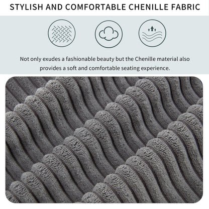 Canapé 3 places rembourré en velours côtelé 105 avec coussins de dossier amovibles et 5 oreillers pour le salon