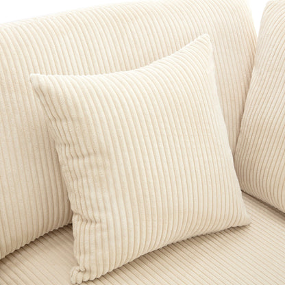 Canapé 3 places rembourré en velours côtelé 105 avec coussins de dossier amovibles et 5 oreillers pour le salon