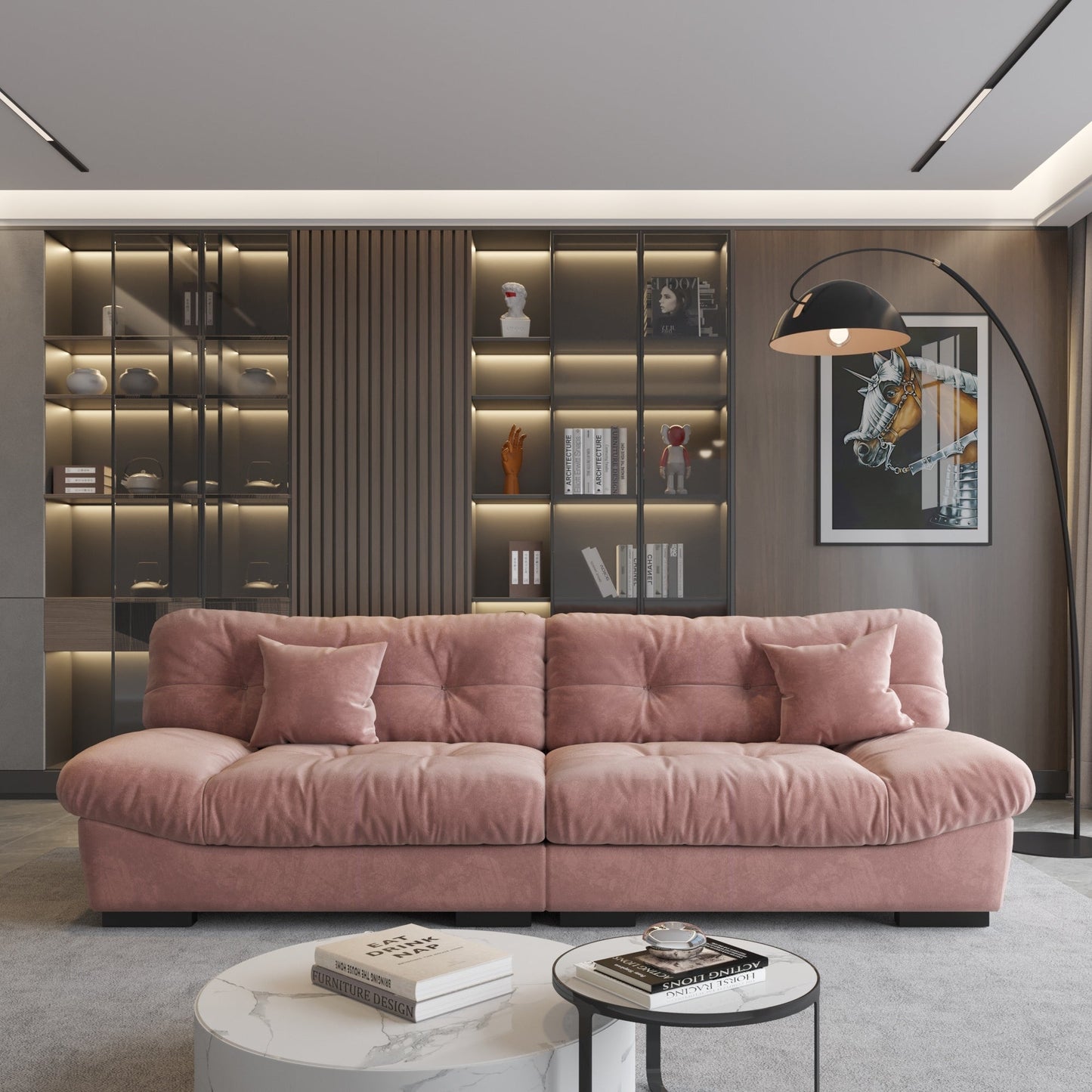 Canapé causeuse minimaliste Cloud de 105 po avec deux oreillers