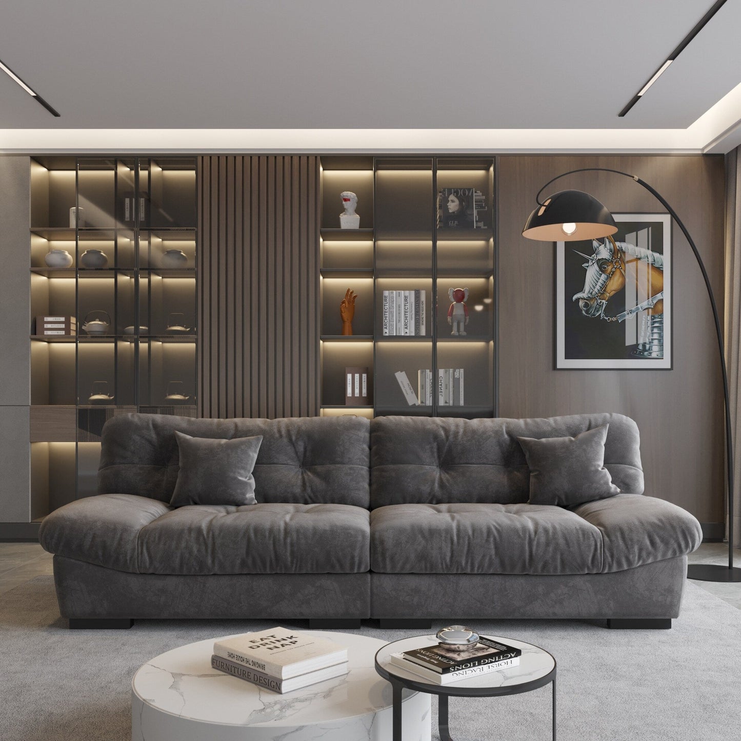 Canapé causeuse minimaliste Cloud de 105 po avec deux oreillers