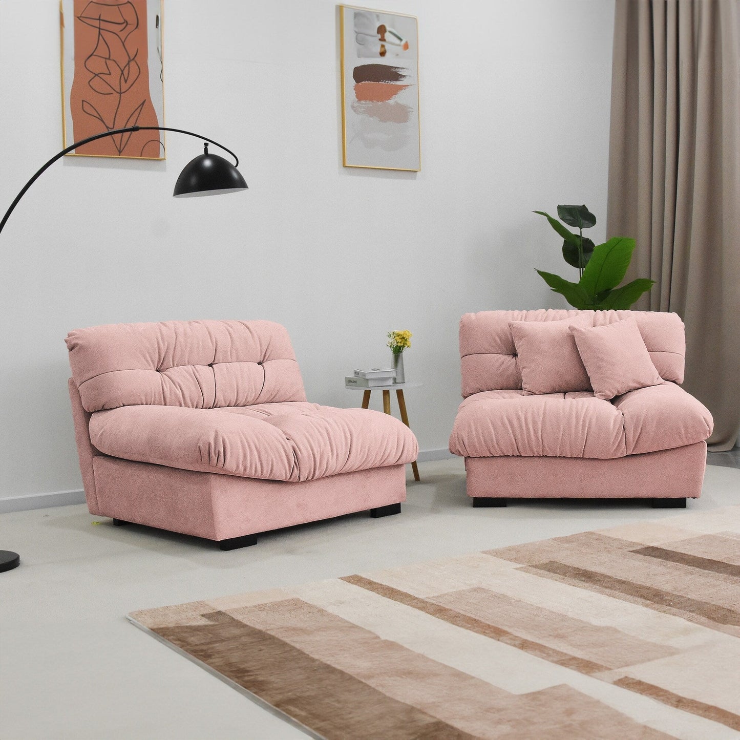 Canapé causeuse minimaliste Cloud de 105 po avec deux oreillers