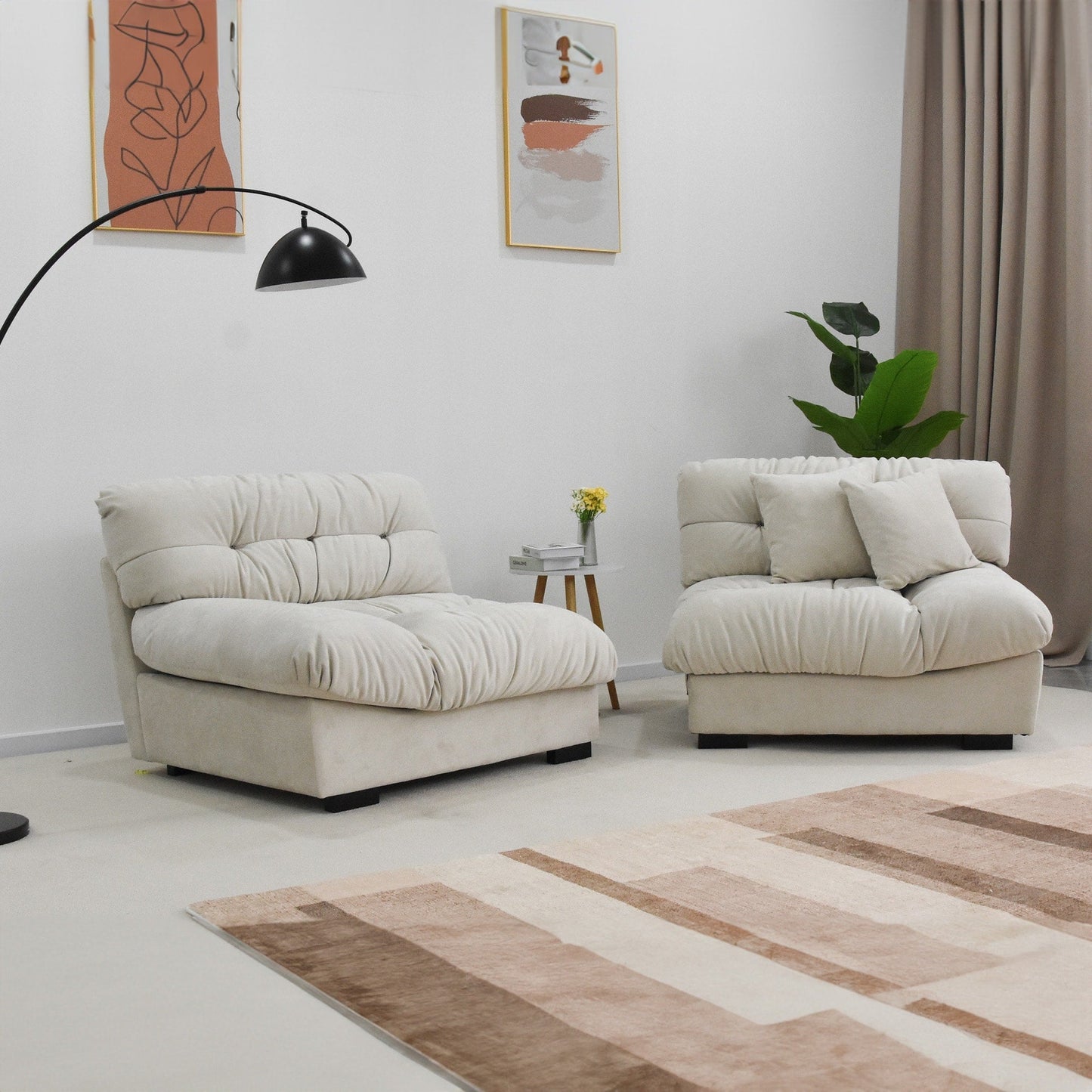 Canapé causeuse minimaliste Cloud de 105 po avec deux oreillers