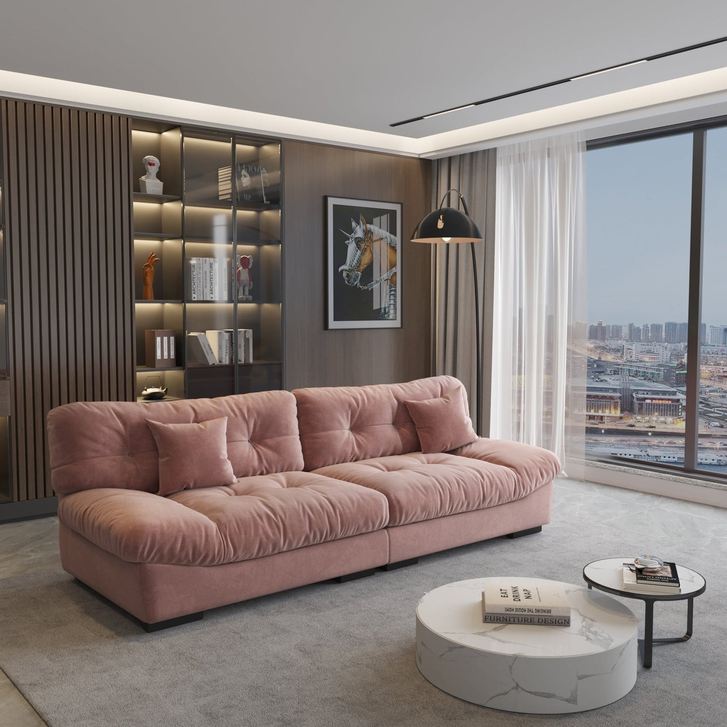 Canapé causeuse minimaliste Cloud de 105 po avec deux oreillers