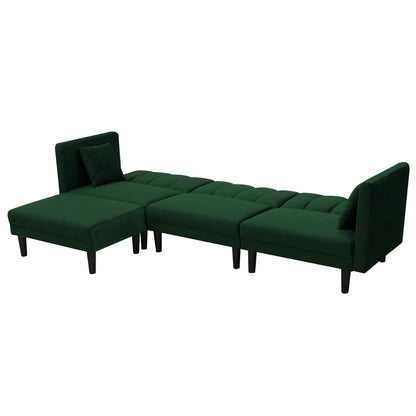 Canapé sectionnel réversible 3 places en velours de 106,7 po avec canapé-lit convertible et 2 oreillers