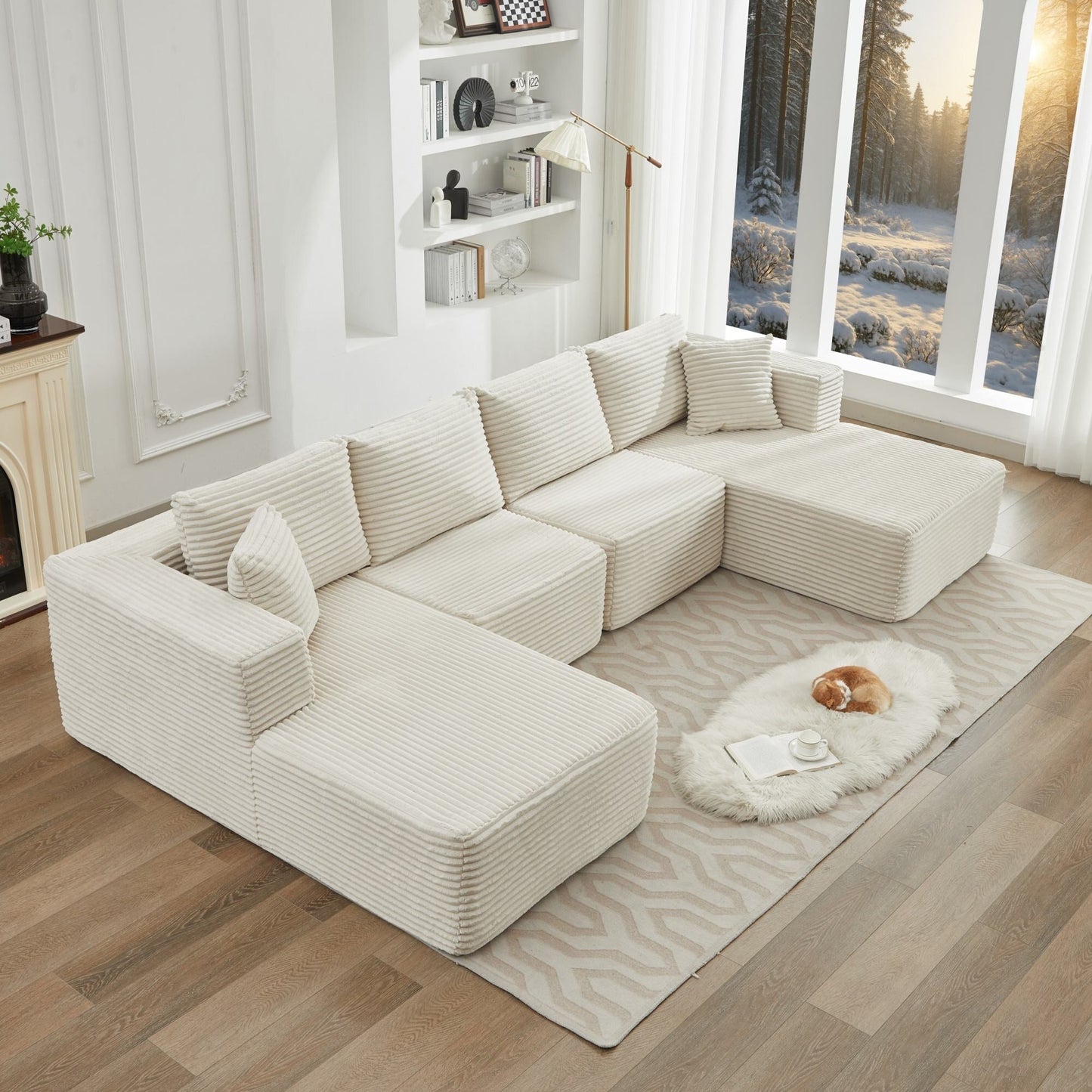 Canapé sectionnel Cloud 106, double chaise longue, canapé modulaire moderne à assise profonde pour salon, aucun assemblage requis