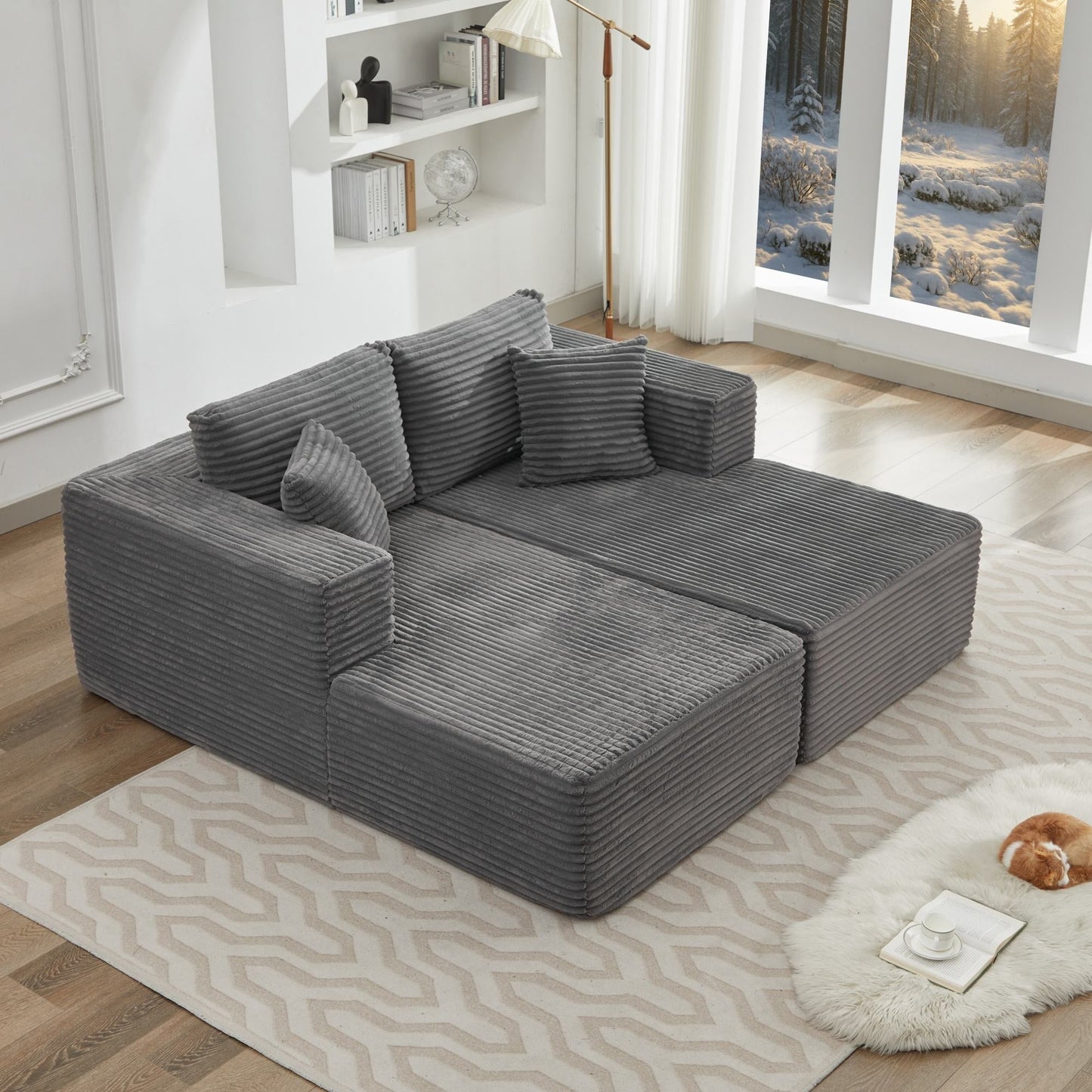 Canapé sectionnel Cloud 106, double chaise longue, canapé modulaire moderne à assise profonde pour salon, aucun assemblage requis