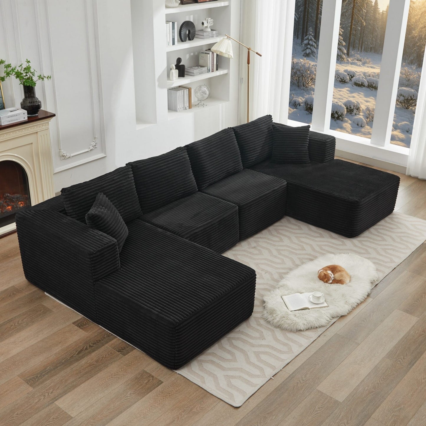 Canapé sectionnel Cloud 106, double chaise longue, canapé modulaire moderne à assise profonde pour salon, aucun assemblage requis