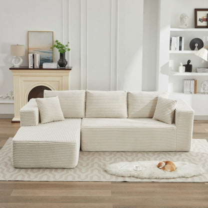 Canapé sectionnel Cloud 106 en L avec méridienne orientée vers la gauche, canapé modulaire moderne à assise profonde pour salon, aucun assemblage requis