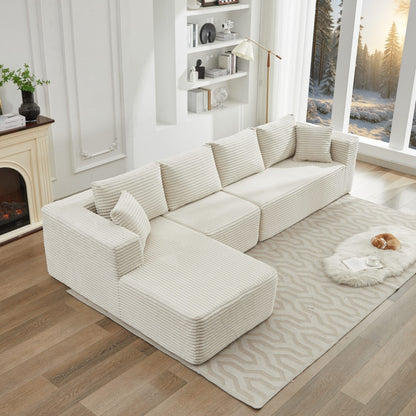 Canapé sectionnel Cloud 106 en L avec méridienne orientée vers la gauche, canapé modulaire moderne à assise profonde pour salon, aucun assemblage requis