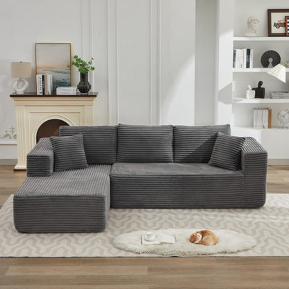 Canapé sectionnel Cloud 106 en L avec méridienne orientée vers la gauche, canapé modulaire moderne à assise profonde pour salon, aucun assemblage requis