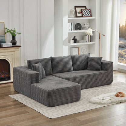Canapé sectionnel Cloud 106 en L avec méridienne orientée vers la gauche, canapé modulaire moderne à assise profonde pour salon, aucun assemblage requis