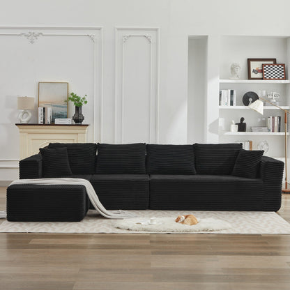 Canapé sectionnel Cloud 106 en L avec méridienne orientée vers la gauche, canapé modulaire moderne à assise profonde pour salon, aucun assemblage requis