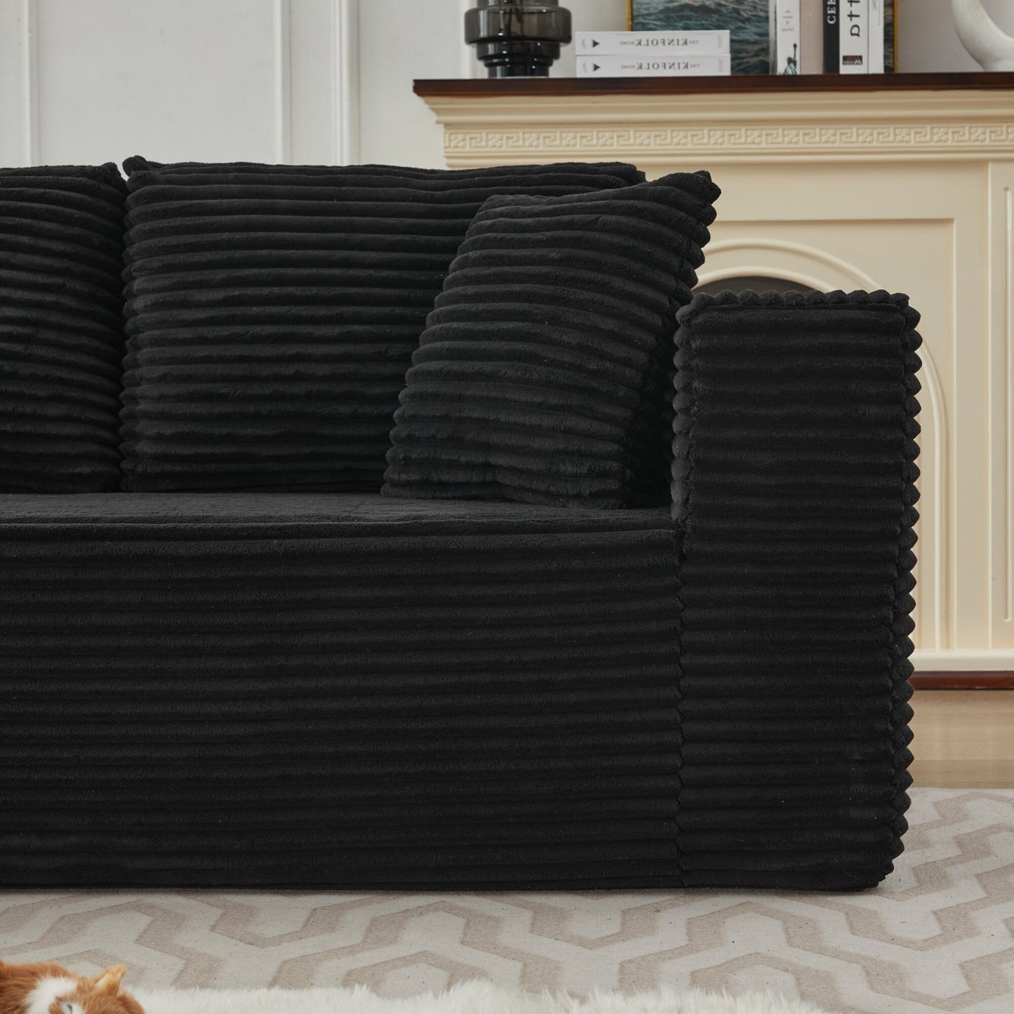 Canapé sectionnel Cloud 106 en L avec méridienne orientée vers la gauche, canapé modulaire moderne à assise profonde pour salon, aucun assemblage requis