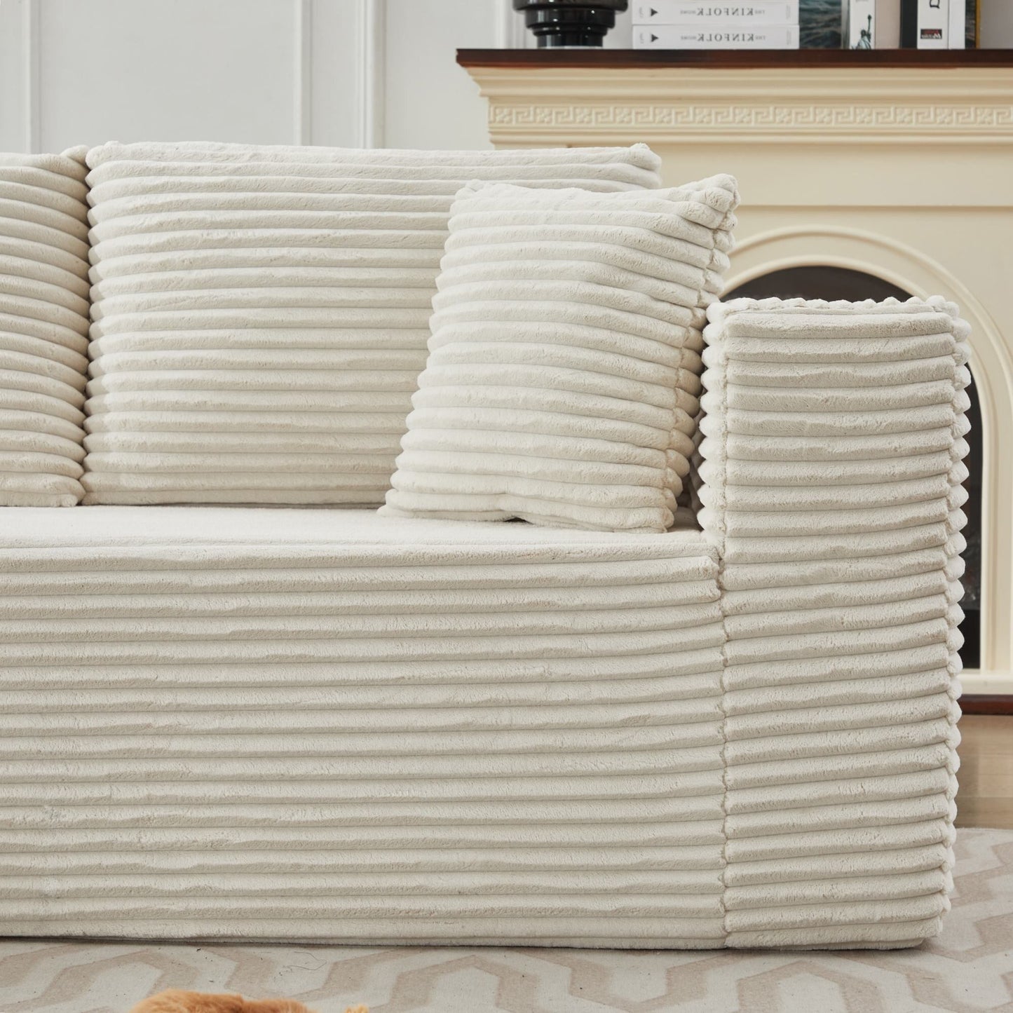 Canapé sectionnel Cloud 106 en L avec méridienne orientée vers la gauche, canapé modulaire moderne à assise profonde pour salon, aucun assemblage requis