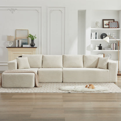 Canapé sectionnel Cloud 106 en L avec méridienne orientée vers la gauche, canapé modulaire moderne à assise profonde pour salon, aucun assemblage requis