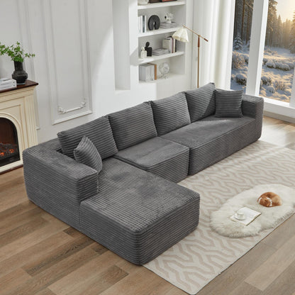 Canapé sectionnel Cloud 106 en L avec méridienne orientée vers la gauche, canapé modulaire moderne à assise profonde pour salon, aucun assemblage requis