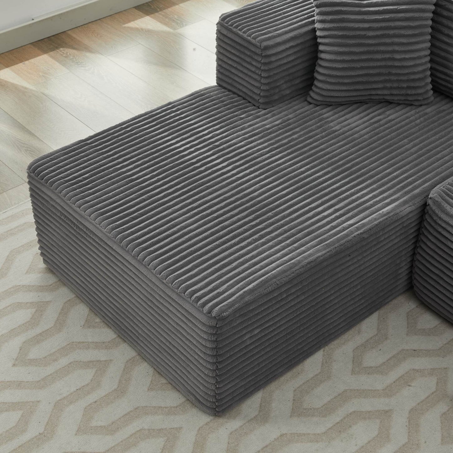 Canapé sectionnel Cloud 106 en L avec méridienne orientée vers la gauche, canapé modulaire moderne à assise profonde pour salon, aucun assemblage requis