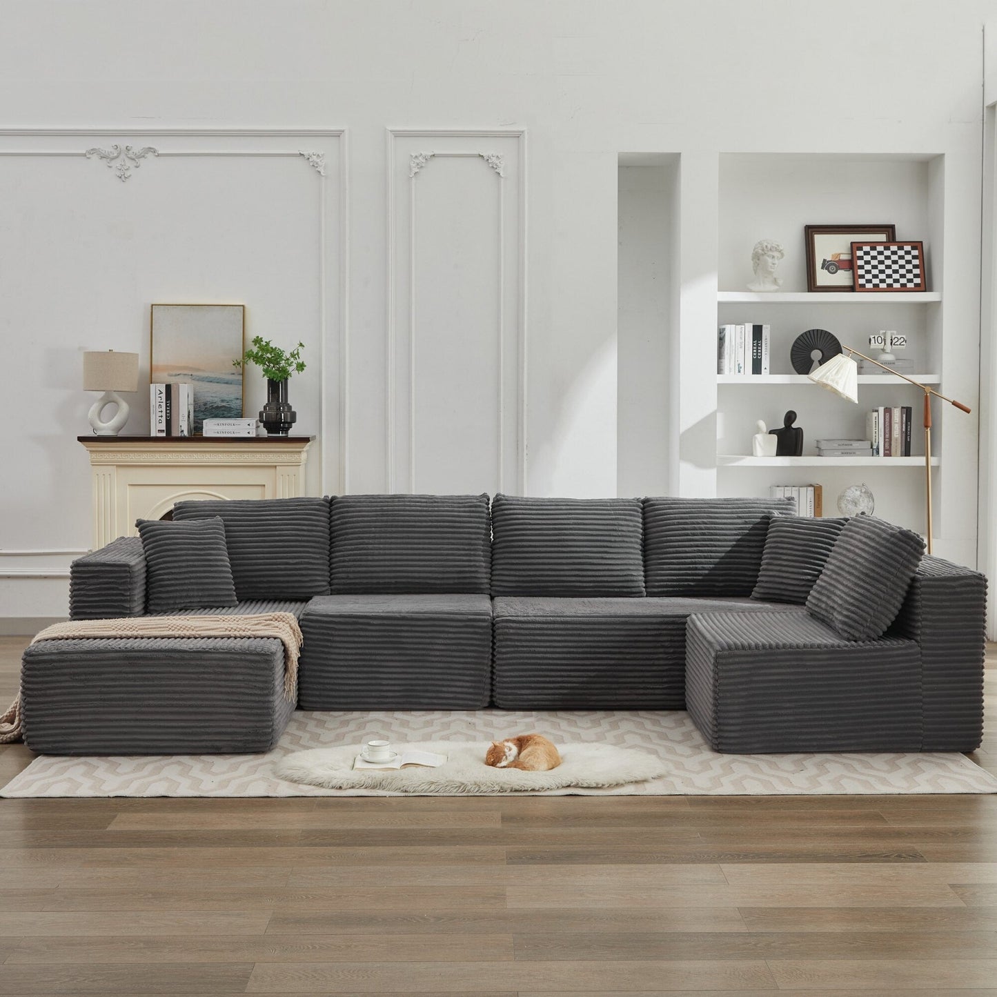 Canapé sectionnel Cloud 106 en L avec méridienne orientée vers la gauche, canapé modulaire moderne à assise profonde pour salon, aucun assemblage requis