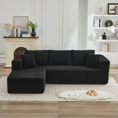 Canapé sectionnel Cloud 106 en L avec méridienne orientée vers la gauche, canapé modulaire moderne à assise profonde pour salon, aucun assemblage requis