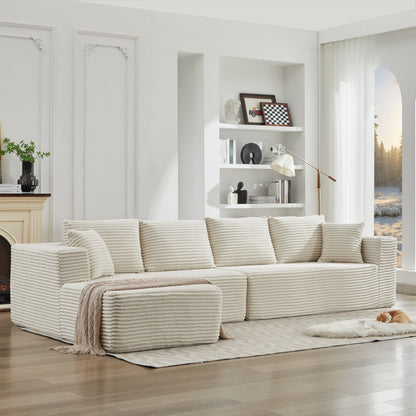 Canapé sectionnel Cloud 106 en L avec méridienne orientée vers la gauche, canapé modulaire moderne à assise profonde pour salon, aucun assemblage requis