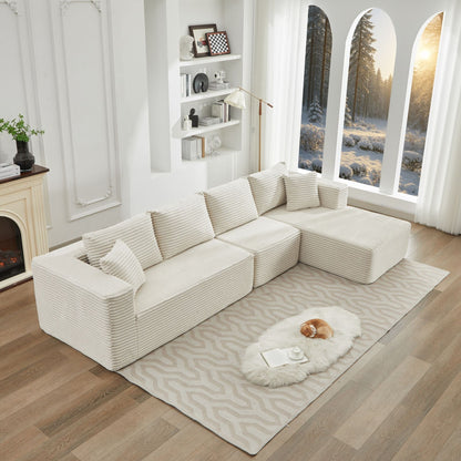 Canapé sectionnel Cloud 106 en L avec méridienne orientée vers la droite, canapé modulaire moderne à assise profonde pour salon, aucun assemblage requis