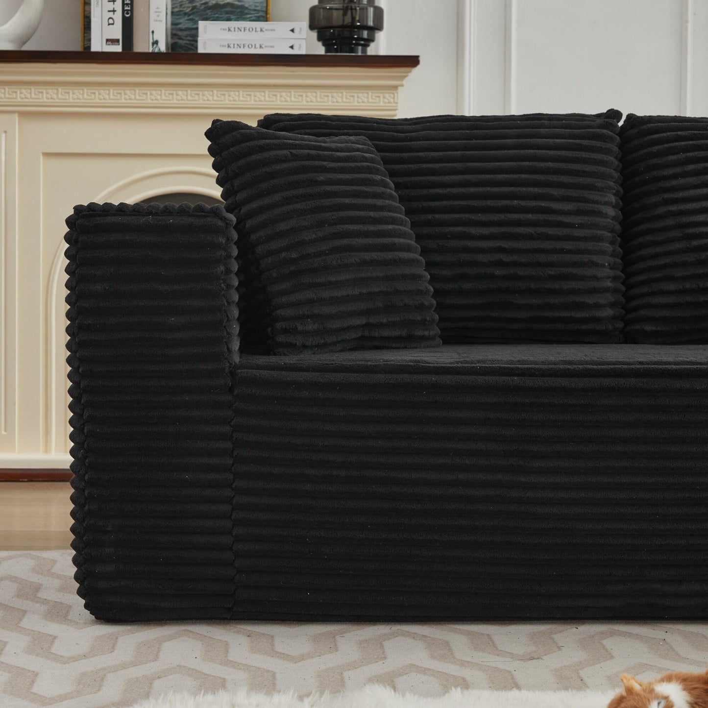 Canapé sectionnel Cloud 106 en L avec méridienne orientée vers la droite, canapé modulaire moderne à assise profonde pour salon, aucun assemblage requis