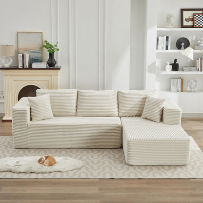 Canapé sectionnel Cloud 106 en L avec méridienne orientée vers la droite, canapé modulaire moderne à assise profonde pour salon, aucun assemblage requis