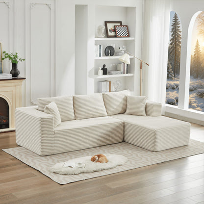 Canapé sectionnel Cloud 106 en L avec méridienne orientée vers la droite, canapé modulaire moderne à assise profonde pour salon, aucun assemblage requis