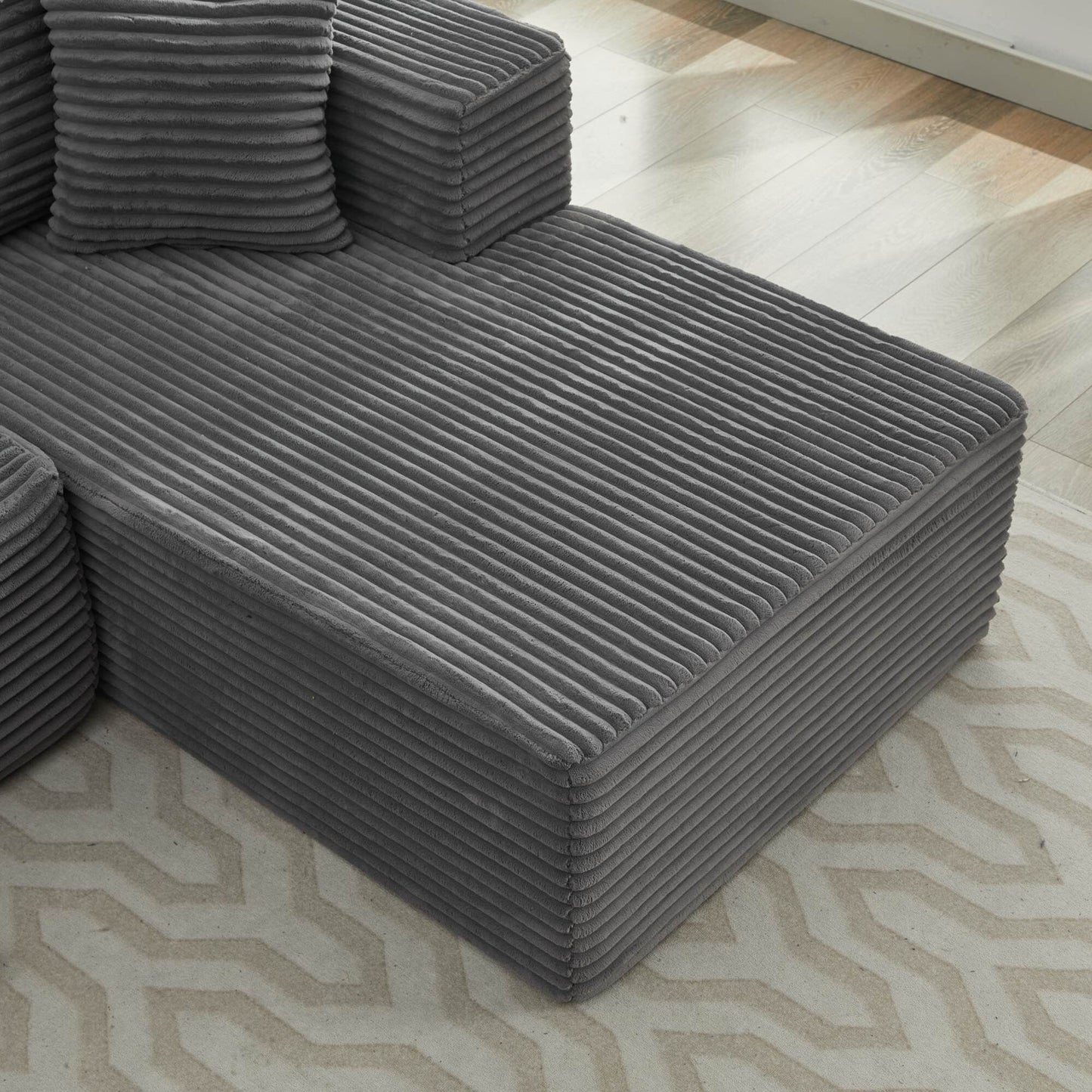 Canapé sectionnel Cloud 106 en L avec méridienne orientée vers la droite, canapé modulaire moderne à assise profonde pour salon, aucun assemblage requis