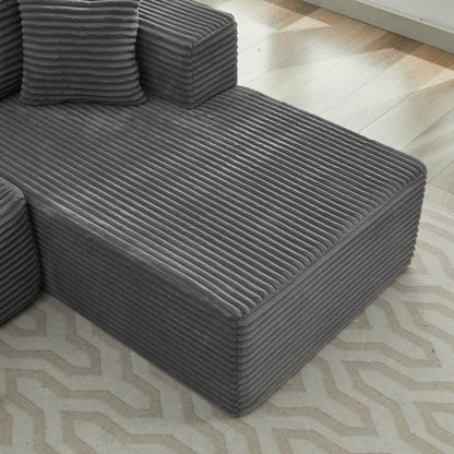 Canapé sectionnel Cloud 106 en L avec méridienne orientée vers la droite, canapé modulaire moderne à assise profonde pour salon, aucun assemblage requis