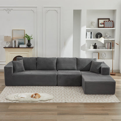 Canapé sectionnel Cloud 106 en L avec méridienne orientée vers la droite, canapé modulaire moderne à assise profonde pour salon, aucun assemblage requis
