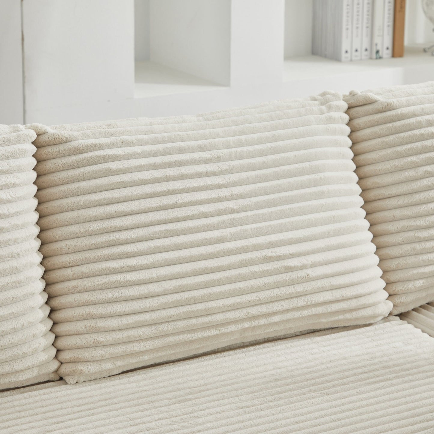 Canapé sectionnel Cloud 106 en L avec méridienne orientée vers la droite, canapé modulaire moderne à assise profonde pour salon, aucun assemblage requis