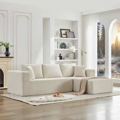 Canapé sectionnel Cloud 106 en L avec méridienne orientée vers la droite, canapé modulaire moderne à assise profonde pour salon, aucun assemblage requis