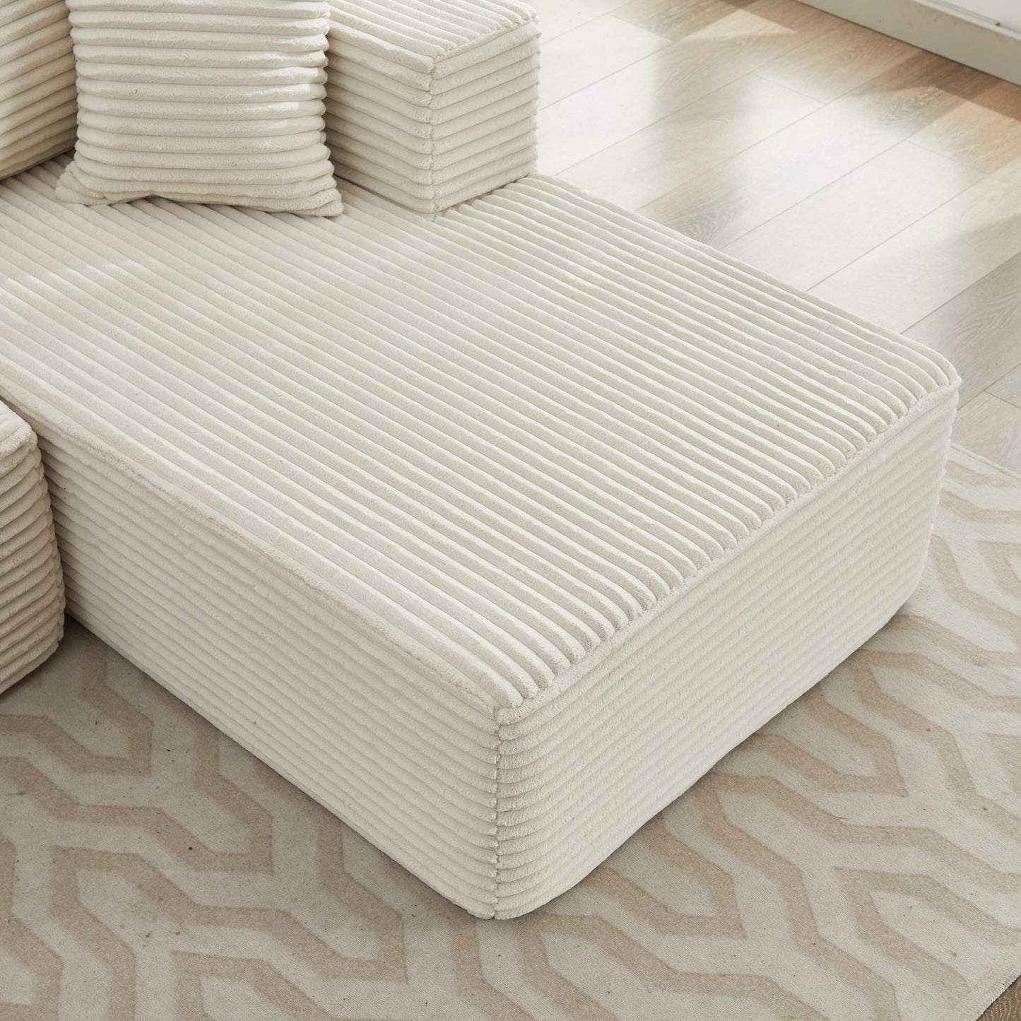 Canapé sectionnel Cloud 106 en L avec méridienne orientée vers la droite, canapé modulaire moderne à assise profonde pour salon, aucun assemblage requis