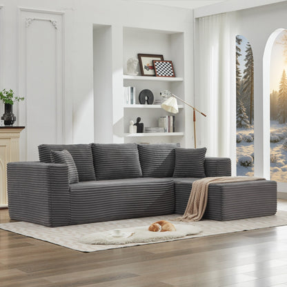 Canapé sectionnel Cloud 106 en L avec méridienne orientée vers la droite, canapé modulaire moderne à assise profonde pour salon, aucun assemblage requis