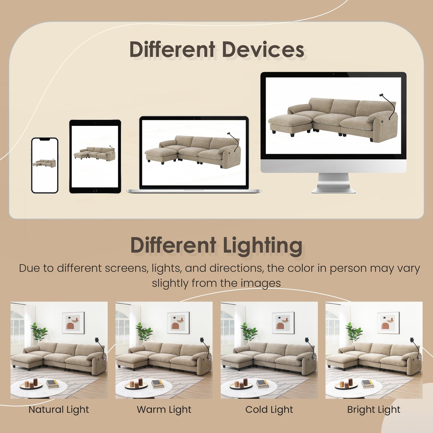 Canapé sectionnel modulaire de 108 pouces