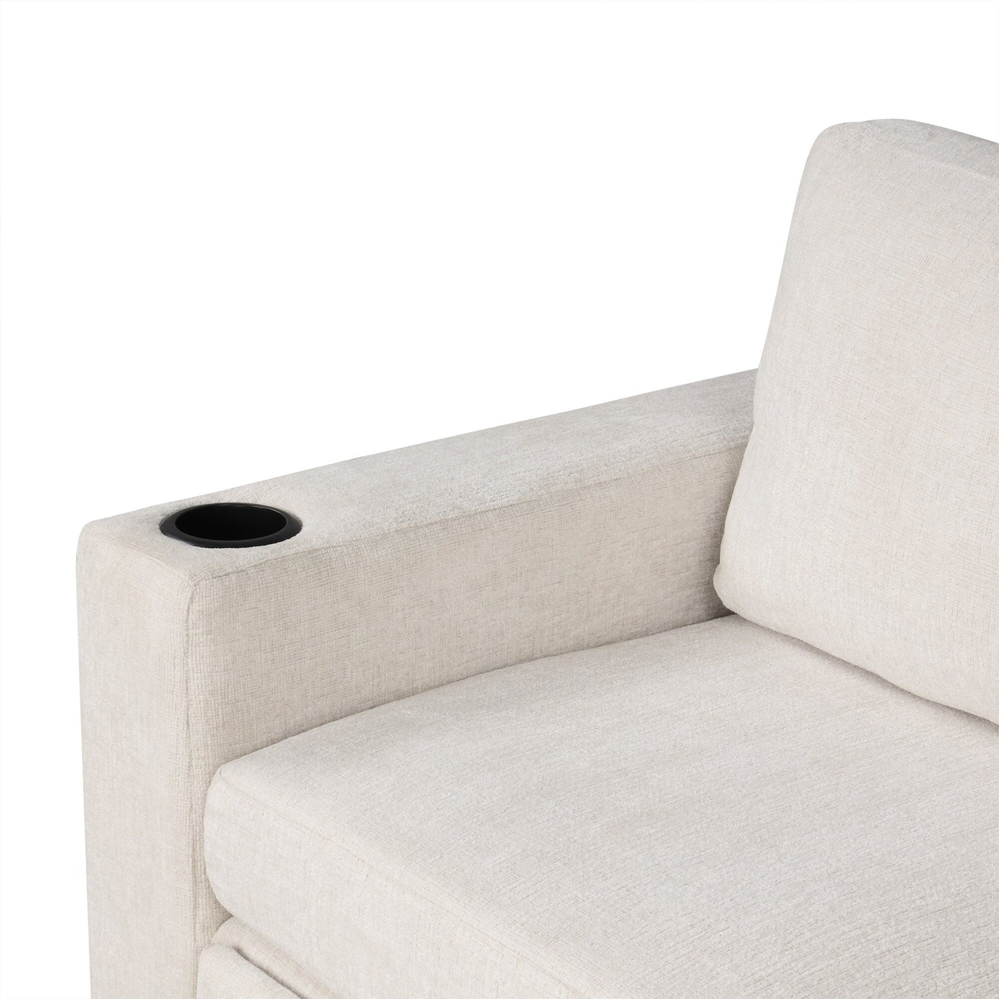 Canapé sectionnel modulaire en U de 108 pouces avec canapé-lit gigogne, ports USB et deux porte-gobelets pour le salon