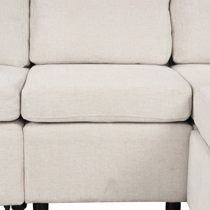 Canapé sectionnel modulaire en U de 108 pouces avec canapé-lit gigogne, ports USB et deux porte-gobelets pour le salon