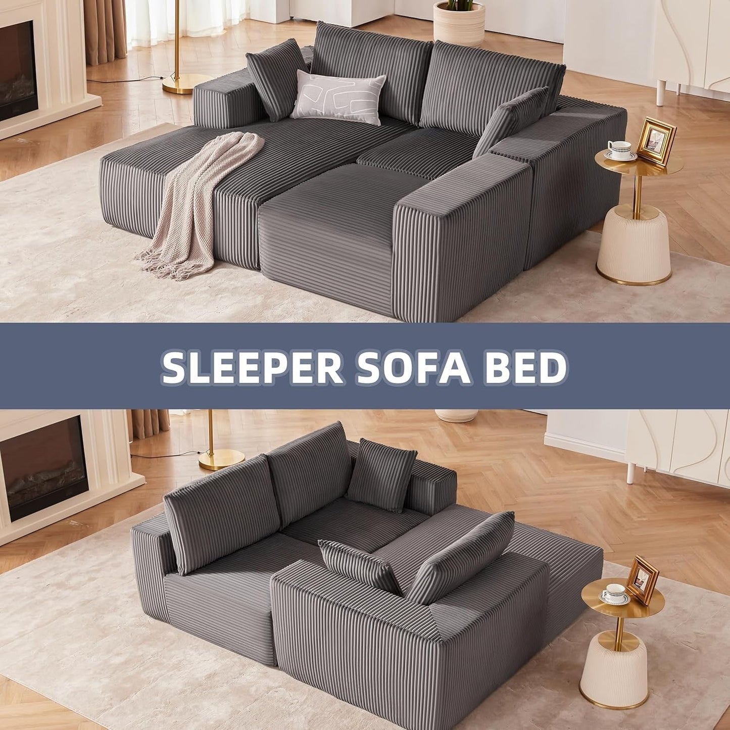 Canapé modulaire Cloud 108 - Canapé en L à assise profonde avec méridienne, canapé de salon et de chambre rembourré