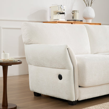 Canapé sectionnel en chenille de 110 pouces en forme de L avec chargement USB et Type-C, accoudoirs en pétales et pouf amovible pour le salon