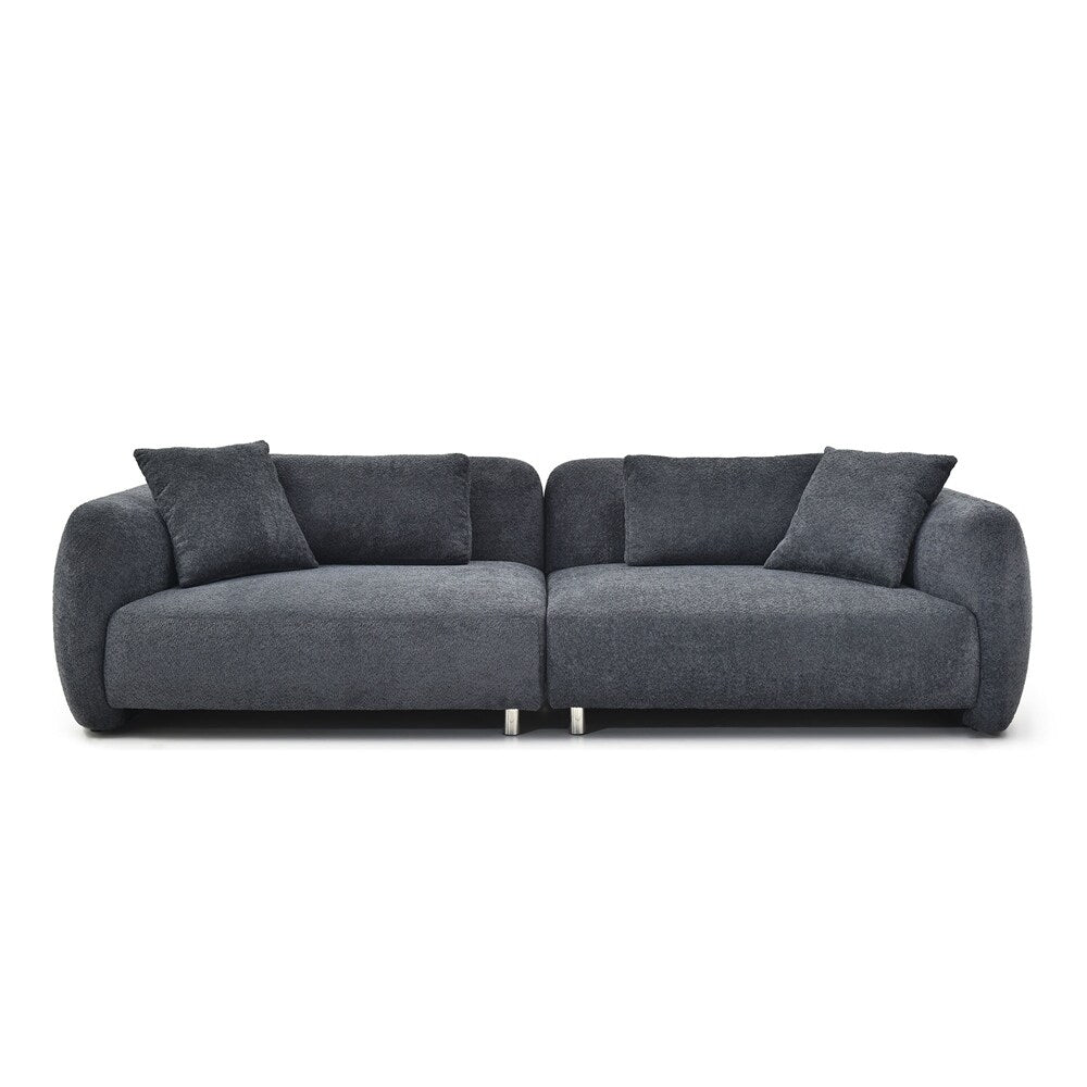 Canapé 3 places en velours style Mid-Century avec 4 coussins