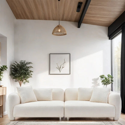 Canapé 3 places en velours style Mid-Century avec 4 coussins