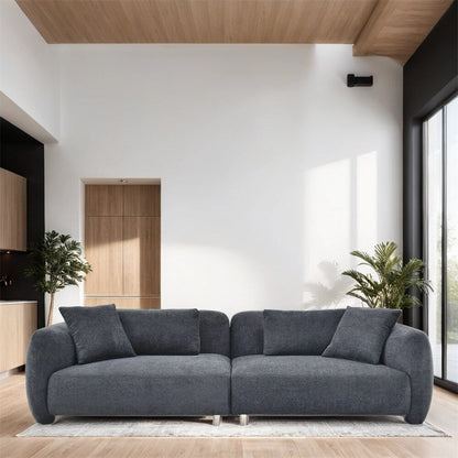 Canapé 3 places en velours style Mid-Century avec 4 coussins