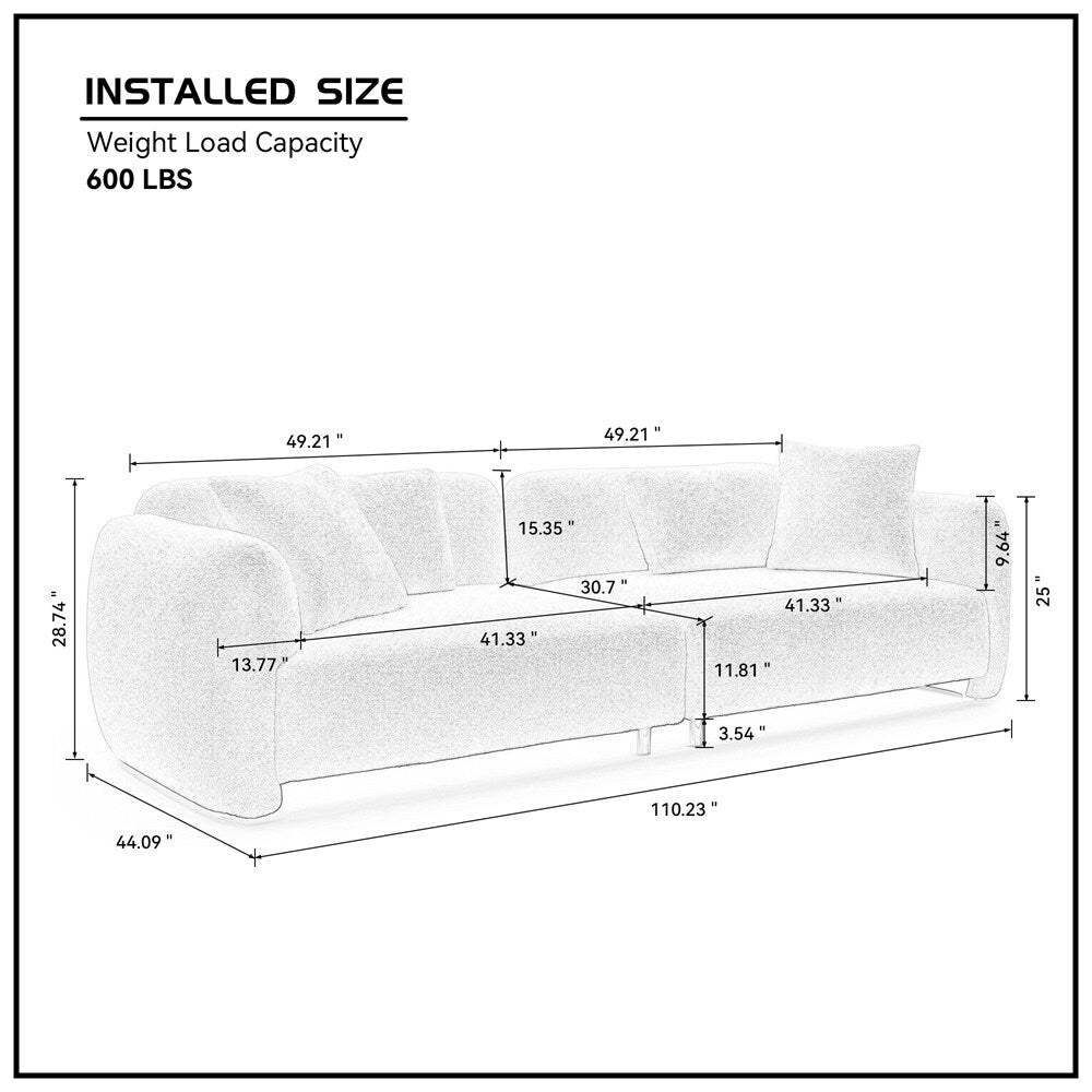 Canapé 3 places en velours style Mid-Century avec 4 coussins